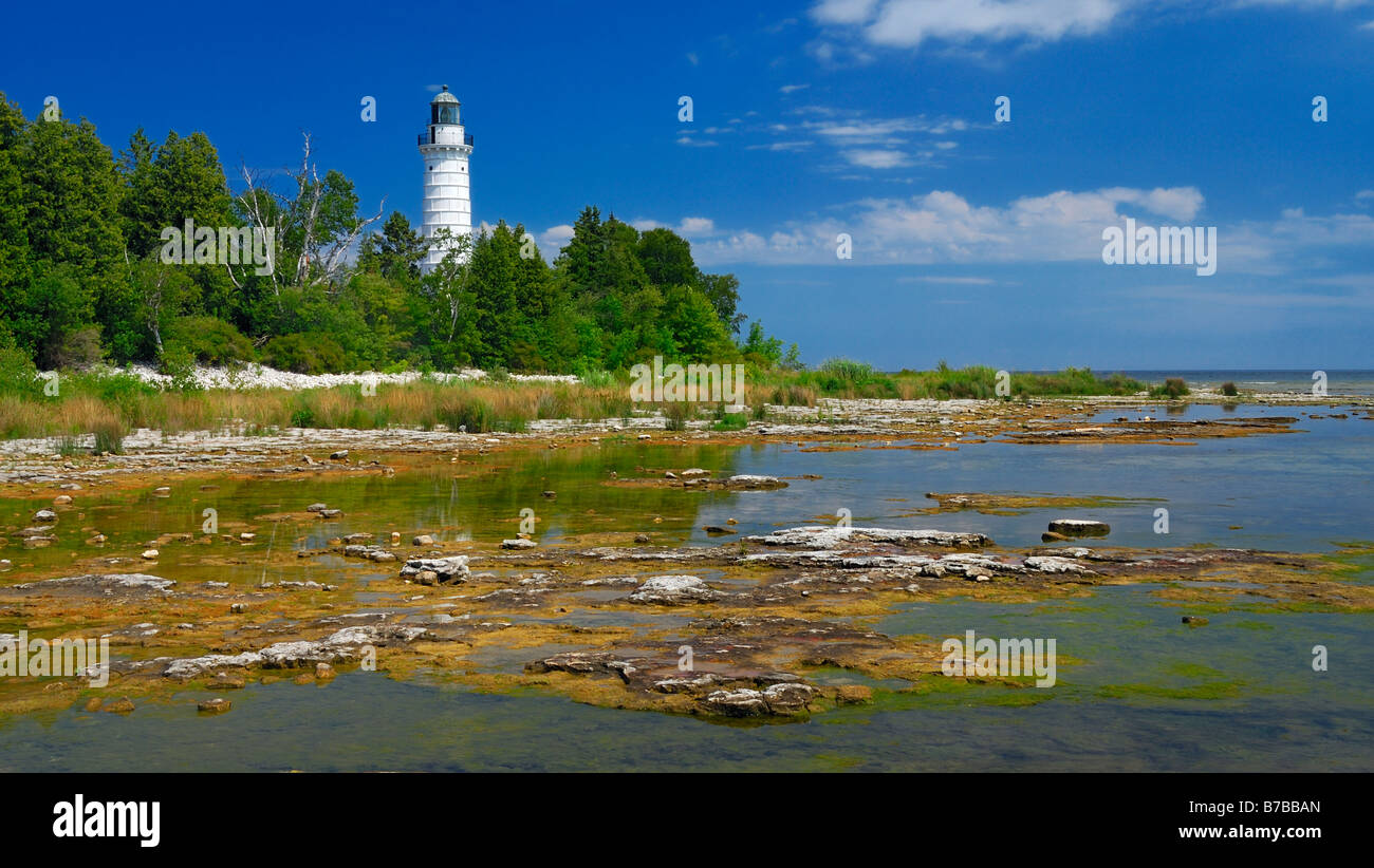 La Cana Isola Tower Cana Island Lighthouse vicino Baileys Harbour, Door County, Wisconsin, STATI UNITI D'AMERICA Foto Stock