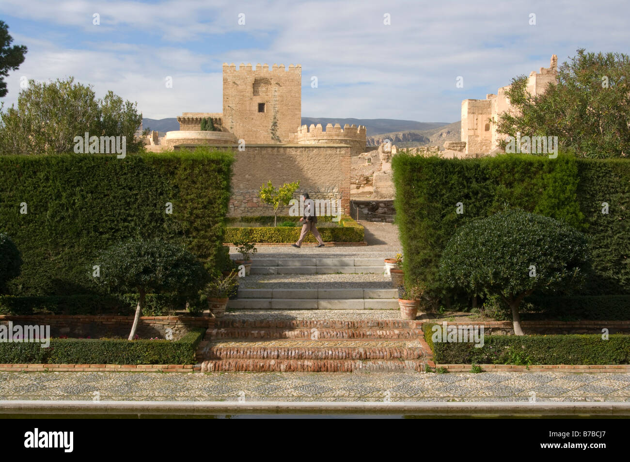 Giardini in La Conjunto Monumental de La Alcazaba Almeria Spagna Castello Castelli Spagnoli Foto Stock