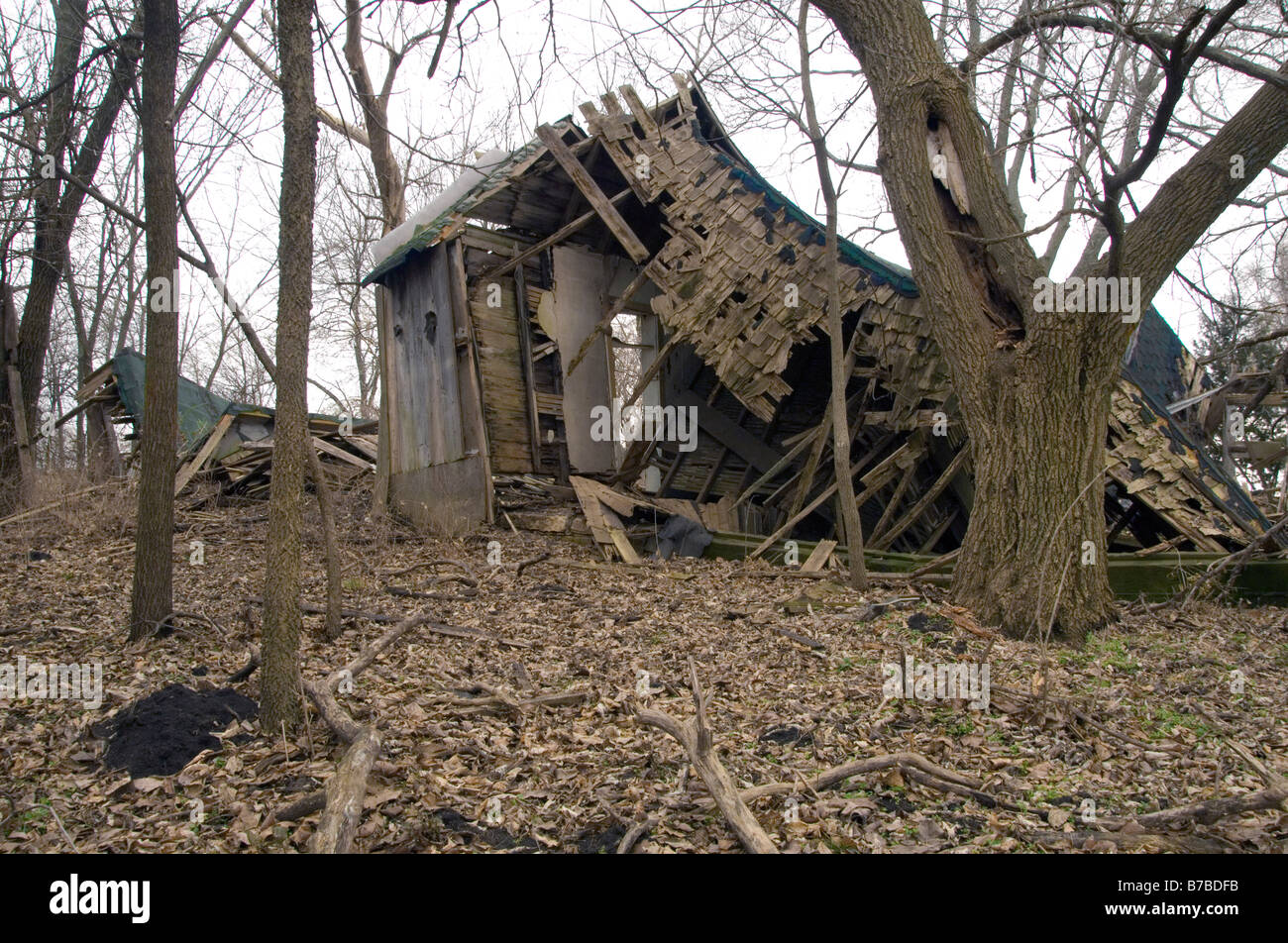 Una volta compresso e fattoria abbandonata in Kansas Foto Stock