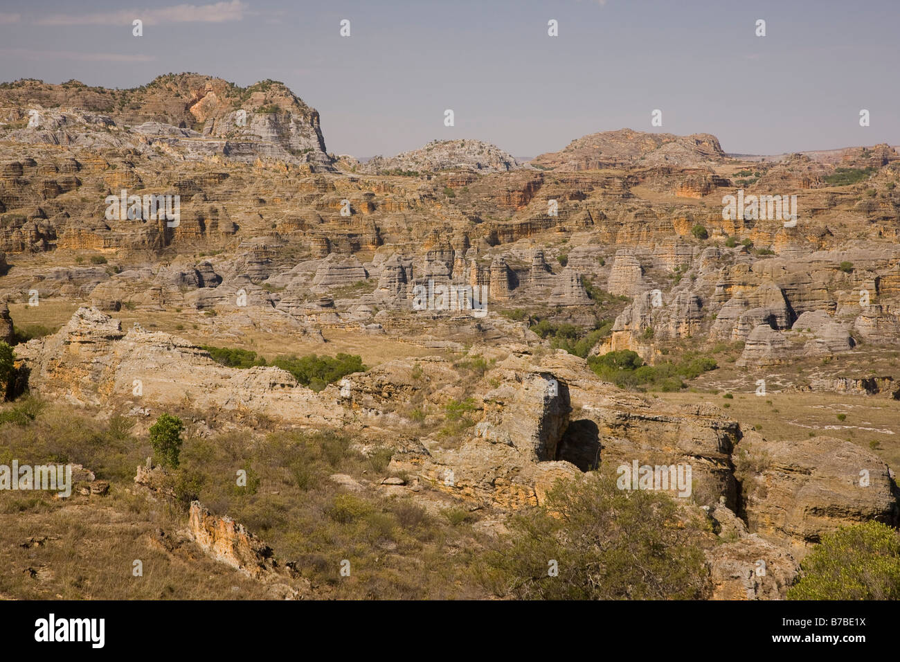 Le formazioni rocciose Isalo Parco nazionale del Madagascar Foto Stock
