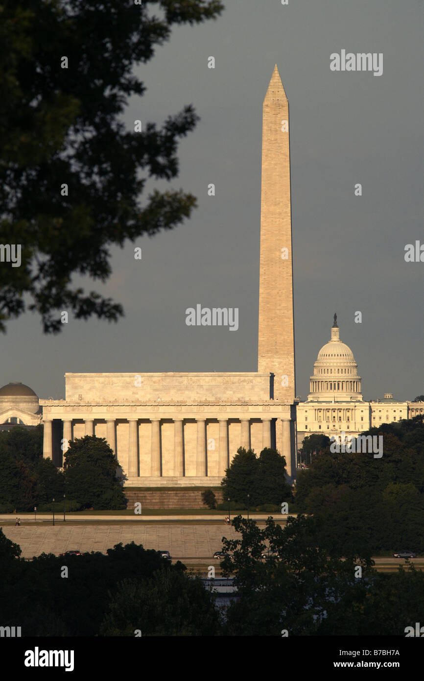 National Mall e a Washington D.C., visto da di Arlington, Virginia, Stati Uniti d'America Foto Stock