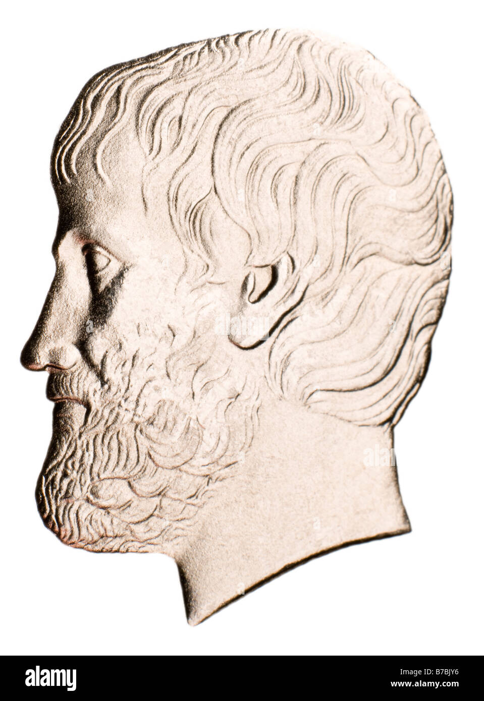 Ritratto di profilo di Aristotele dal greco 5 dracme moneta di 2000 Foto Stock
