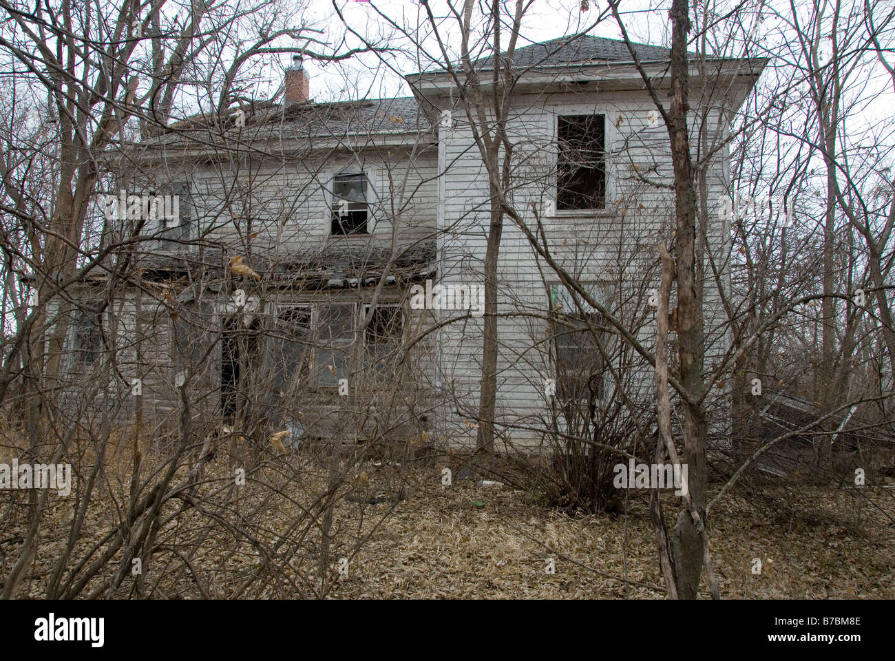 Un casale abbandonato nella parte orientale del Kansas Foto Stock