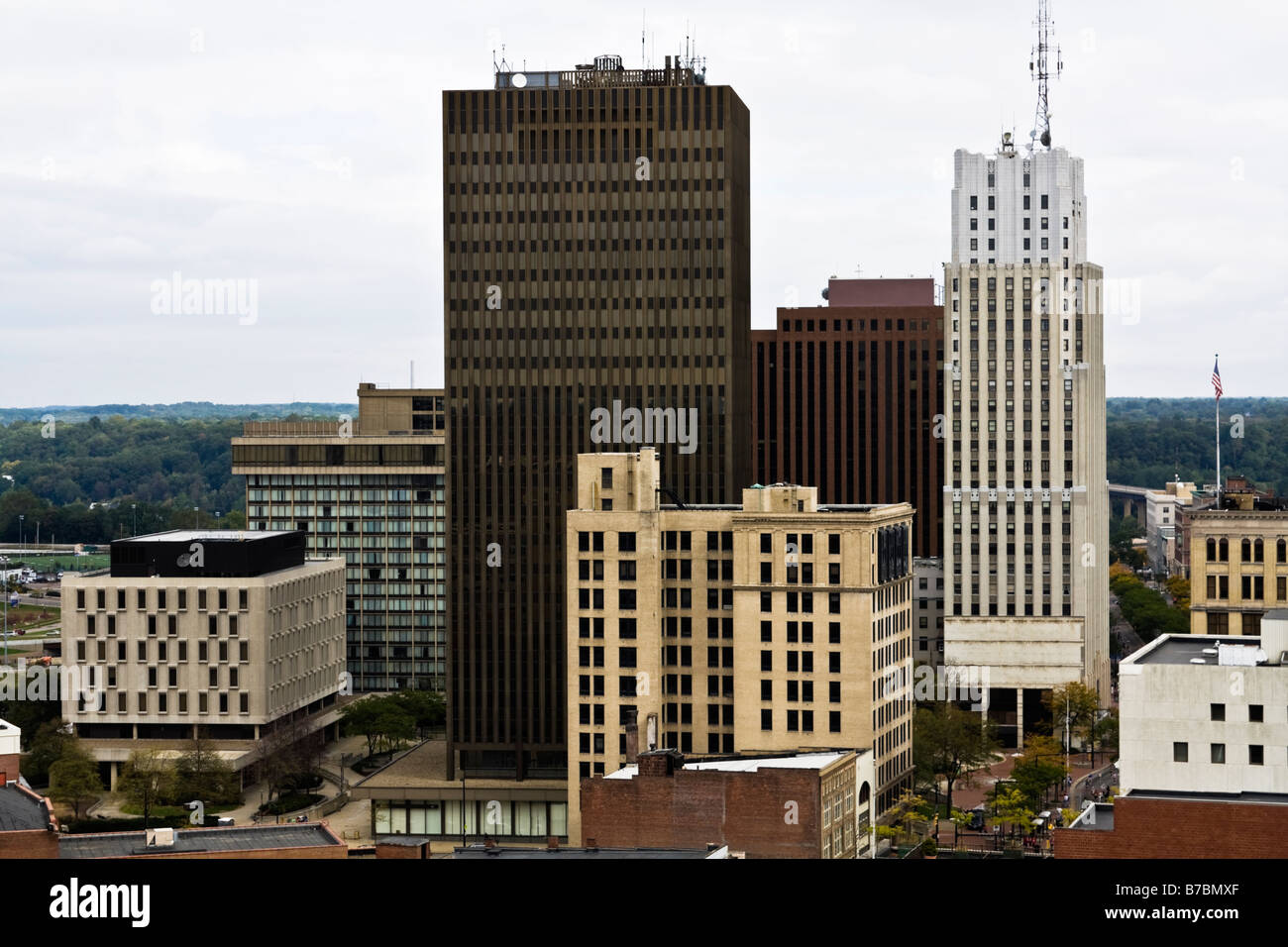 Vista del centro della città di Akron Foto Stock