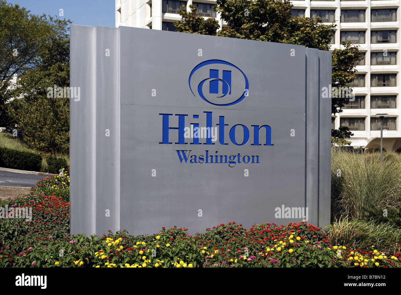Hilton Hotel segno, Washington D.C., USA Foto Stock