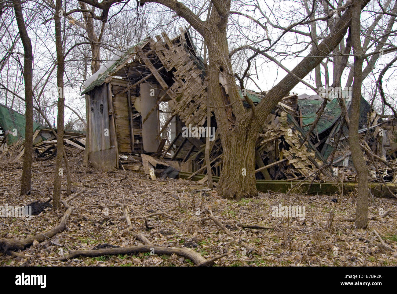 Una volta compresso e fattoria abbandonata in Kansas US Foto Stock