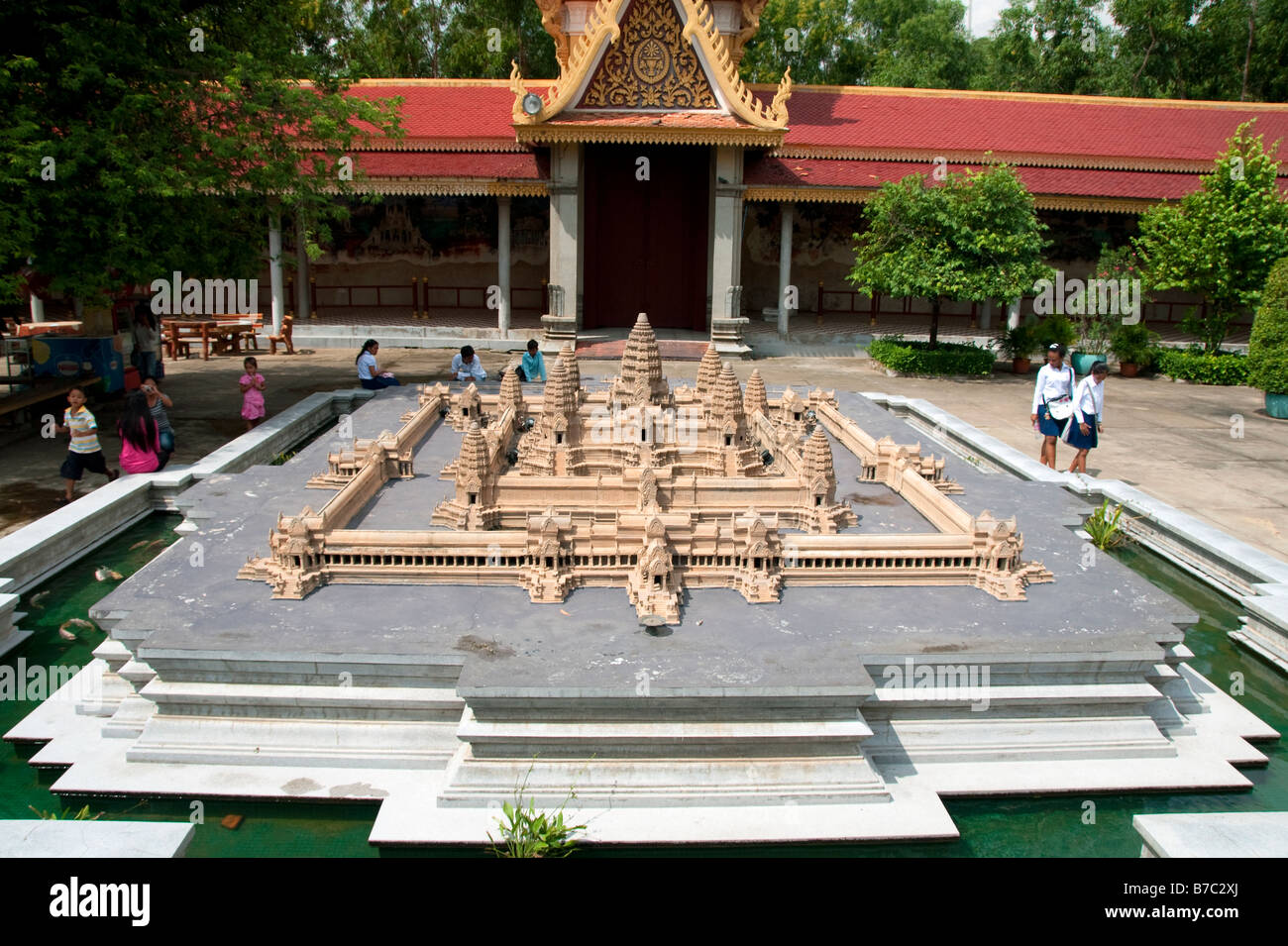 Modello di Angkor Wat nel Palazzo Reale di Phnom Penh, Cambogia Foto Stock