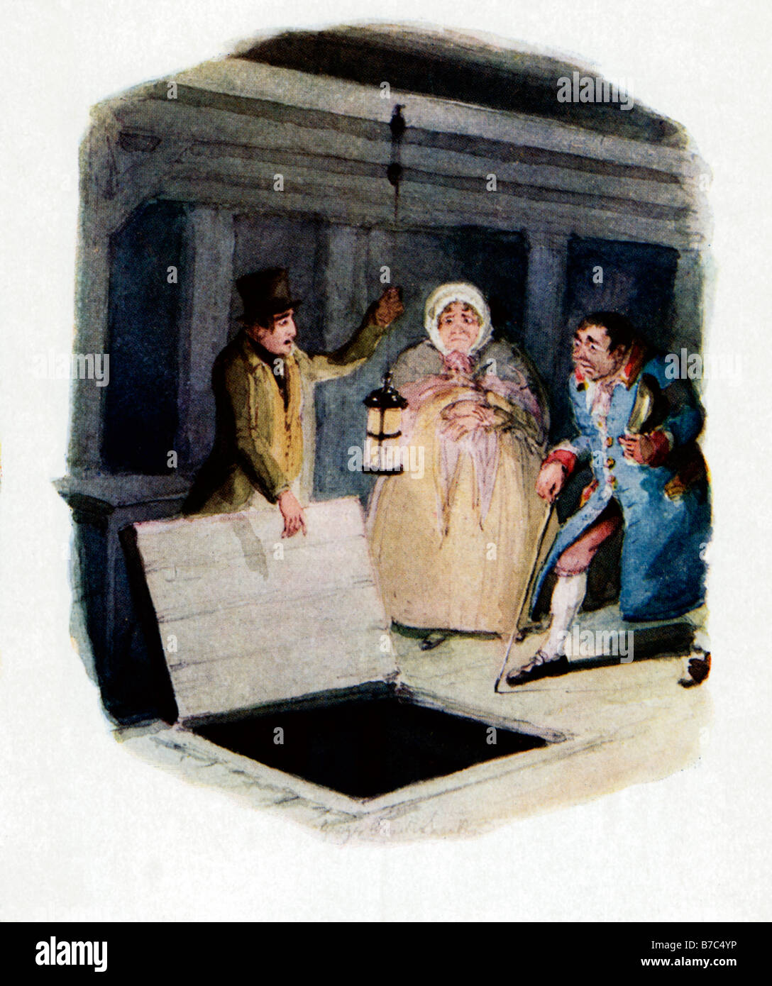 Oliver Twist le prove distrutte illustrazione originale da George Cruikshank per il romanzo di Dickens del 1837 1839 Foto Stock