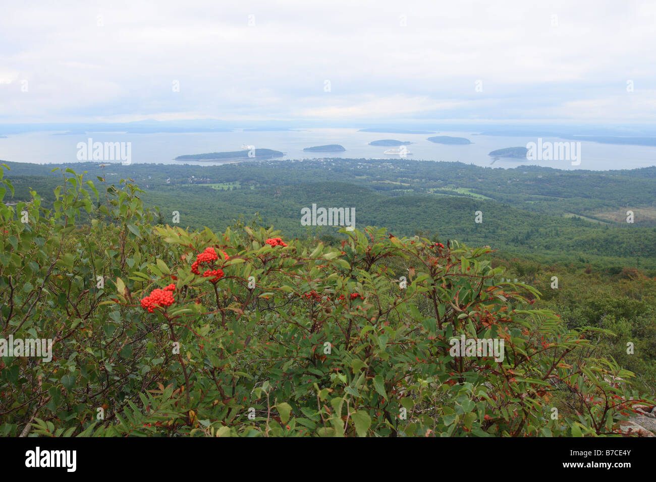 Bar Harbor maine usa come vista da mount desert mountain acadia NP nel maine usa Foto Stock