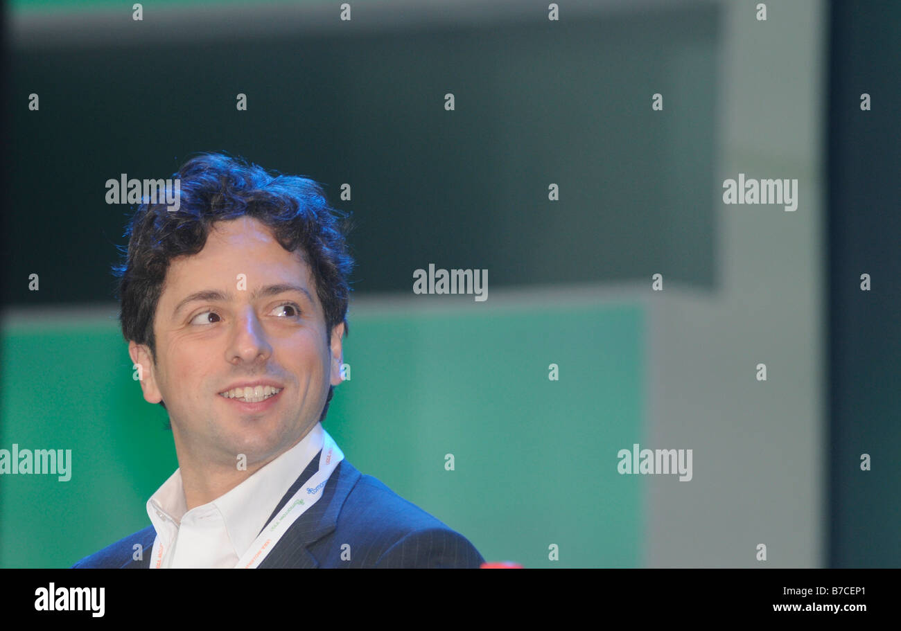 Ritratto di Sergey Brin, co-fondatore e presidente di Google, per partecipare a una conferenza sui nuovi media a Gerusalemme, Israele. Foto Stock