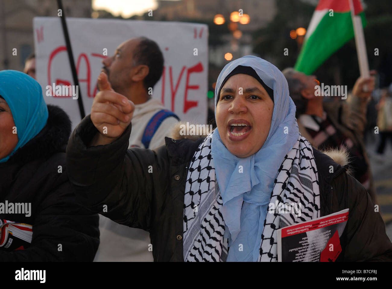 Manifestazione contro Israele il massacro del popolo palestinese nella Striscia di Gaza, Roma, Italia, 17-01-2009 Foto Stock