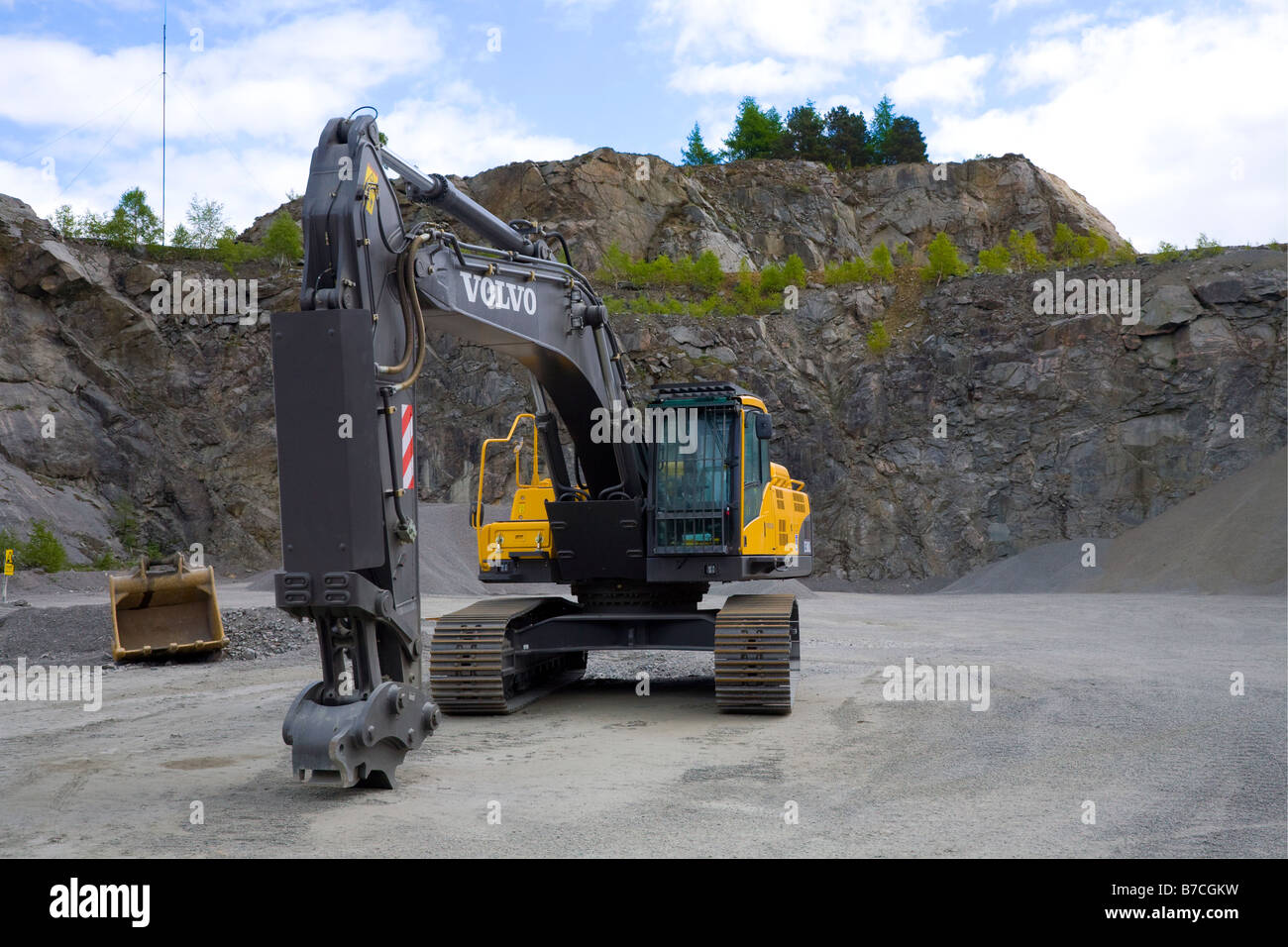 Escavatore gigante a Craiglash cava, Torphins, Banchory, Buchan Grampian (Aberdeenshire), Scotland, Regno Unito Foto Stock