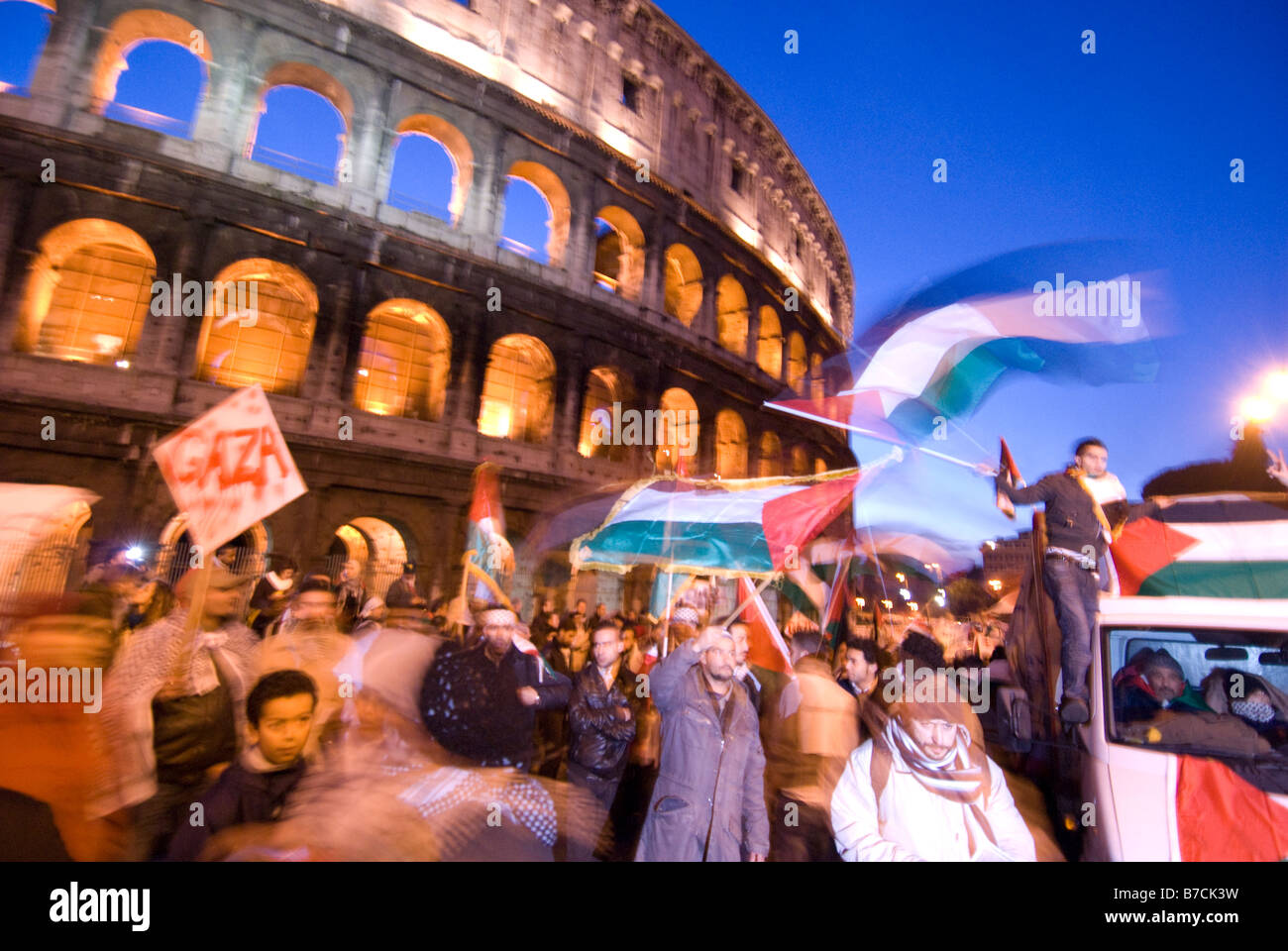 Manifestazione contro Israele il massacro del popolo palestinese nella Striscia di Gaza, Roma, Italia, 17-01-2009 Foto Stock