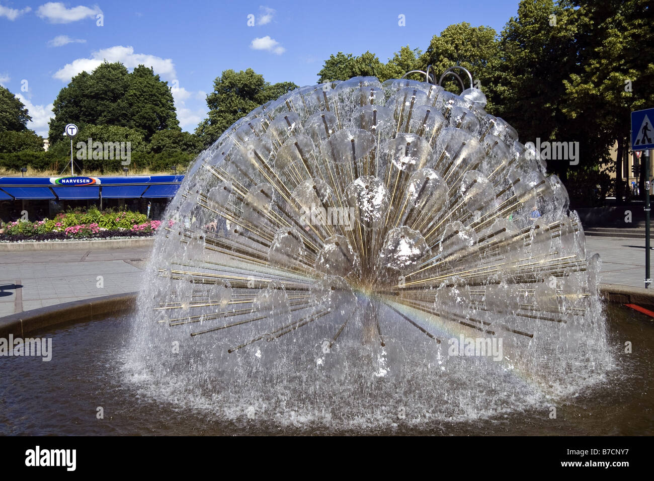 Fontana nel parco di Karl Johans Gate, Norvegia, Oslo Foto Stock