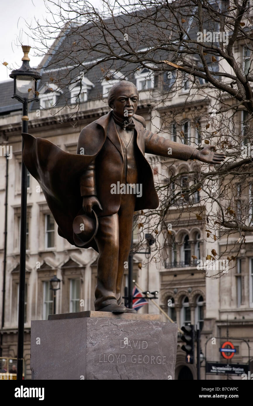 David Lloyd George statua in piazza del Parlamento Londra Gran Bretagna 2008 Foto Stock