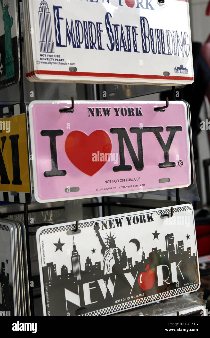 I Love NY targhe, Chinatown, New York City, Stati Uniti d'America Foto Stock