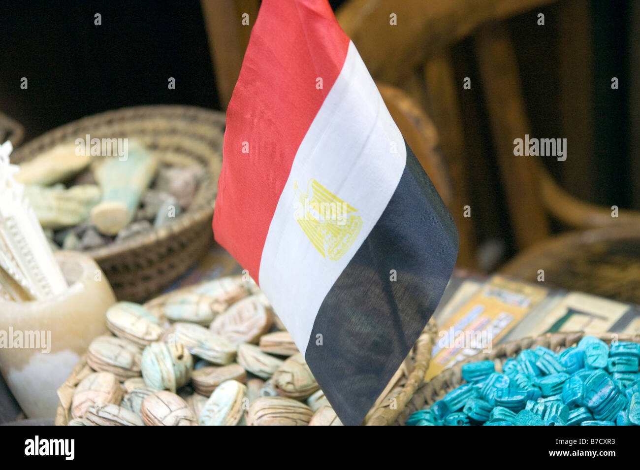 Bandiera egiziana in stallo di Souvenir Foto Stock
