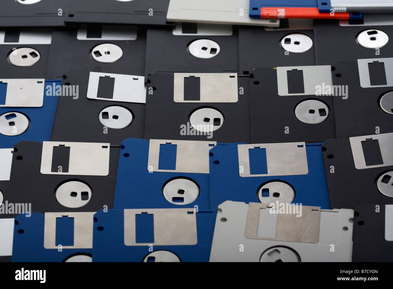 Pila di vecchio stile dischi floppy Foto Stock