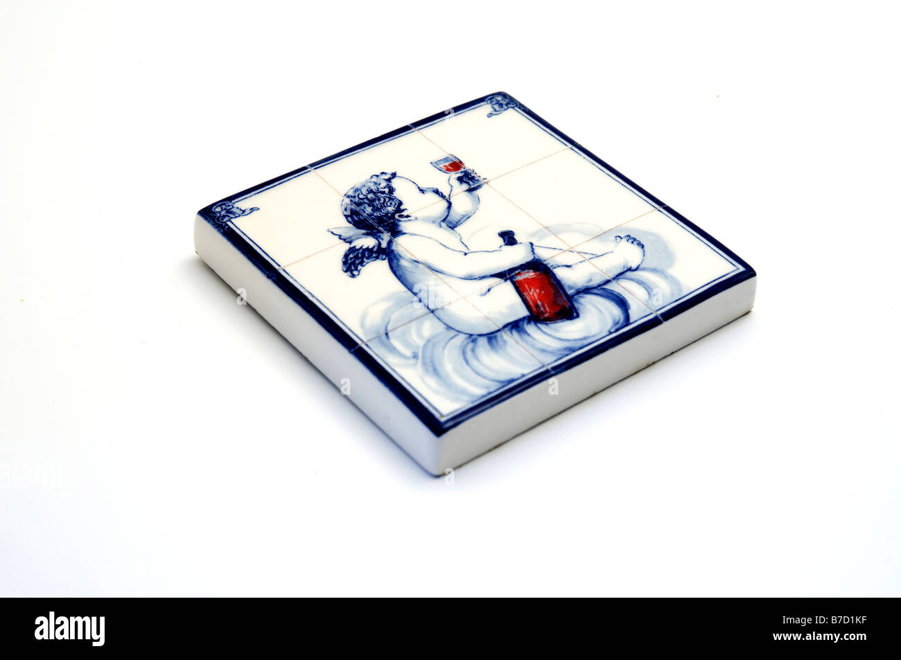 Piastrella Azulejo su sfondo bianco Foto Stock