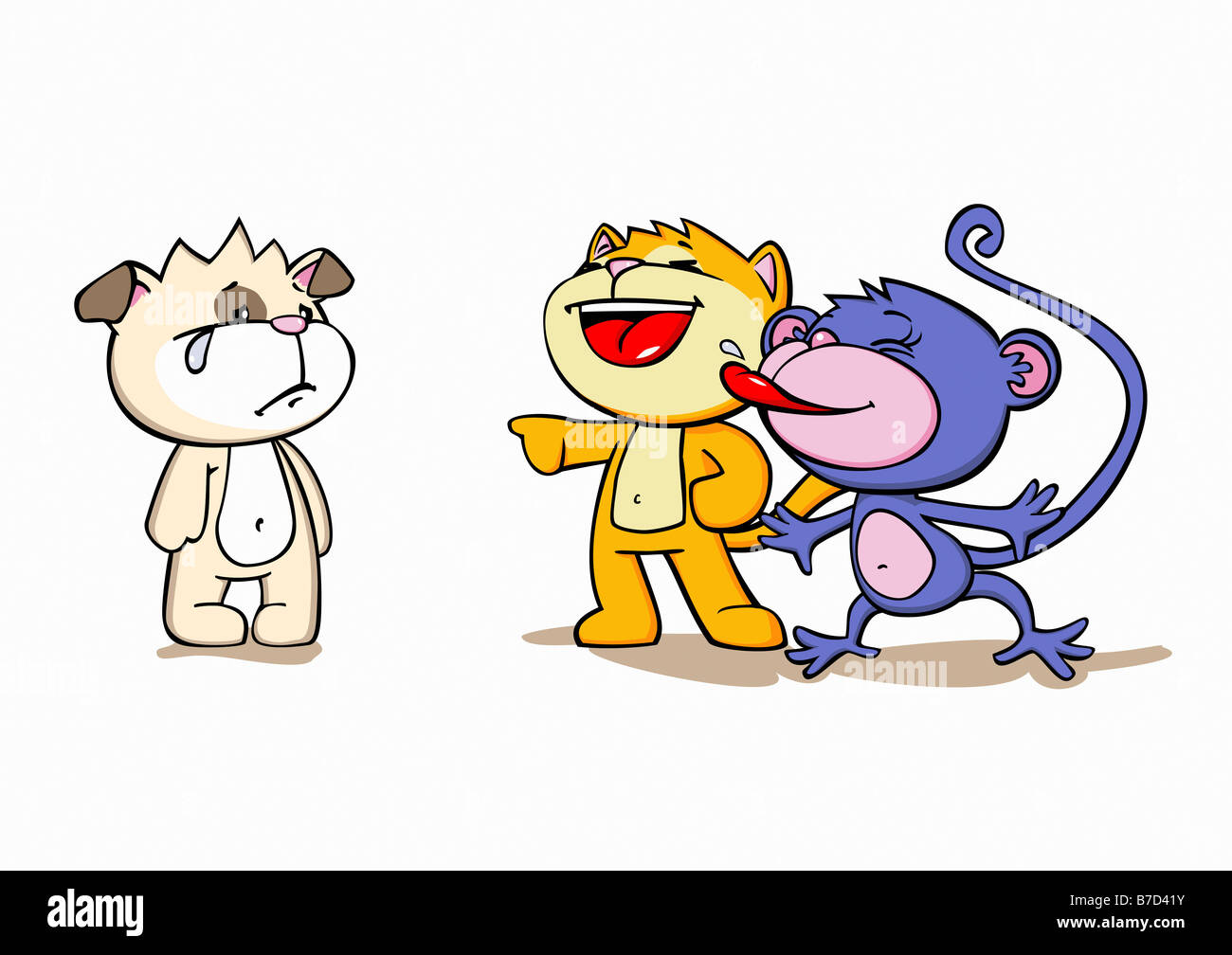 I personaggi dei cartoni animati il bullismo un amico Foto Stock