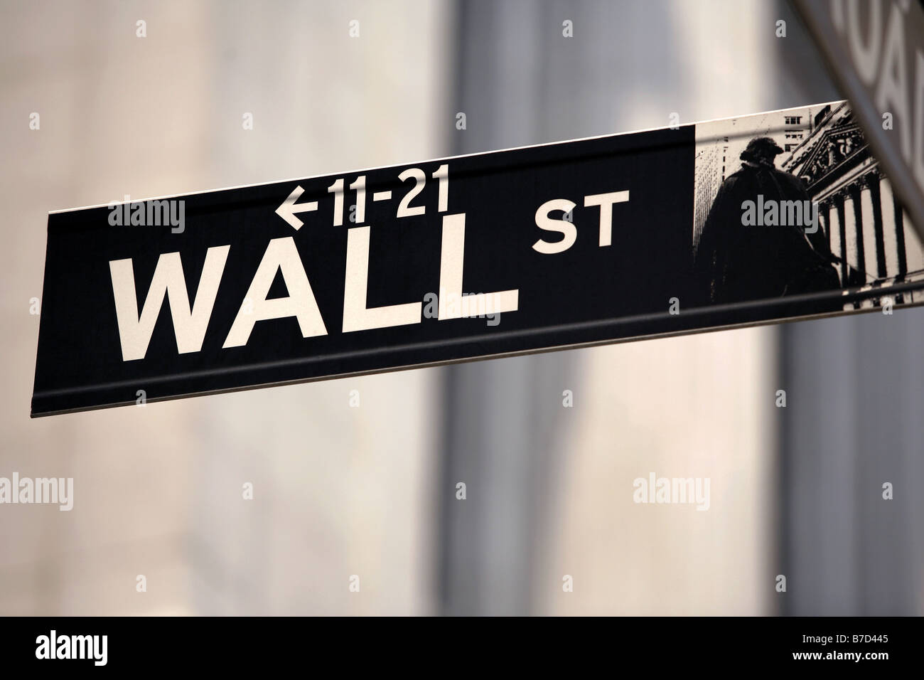 Wall Street segno, New York City, Stati Uniti d'America Foto Stock