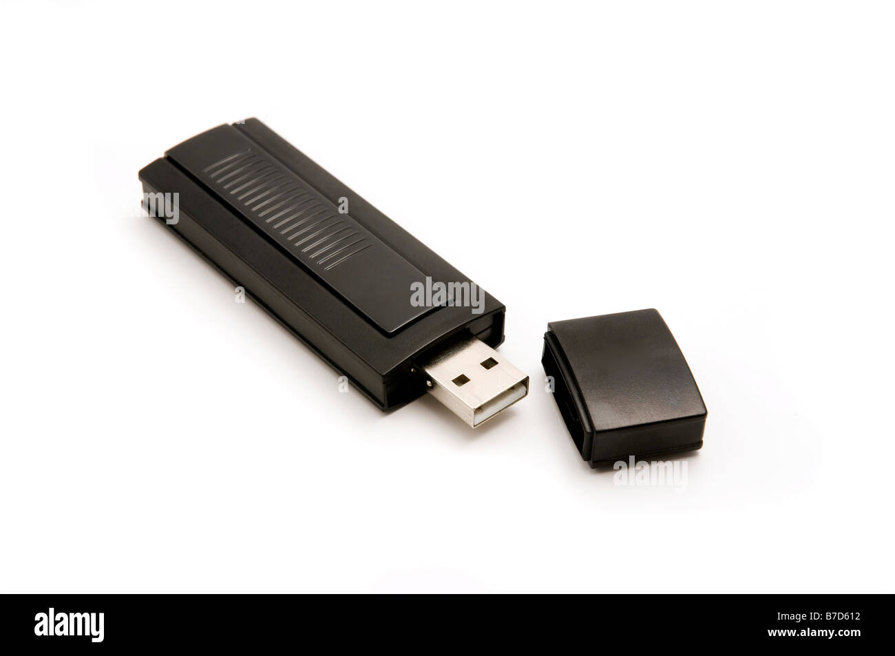 Aperto unità USB su sfondo bianco Foto Stock