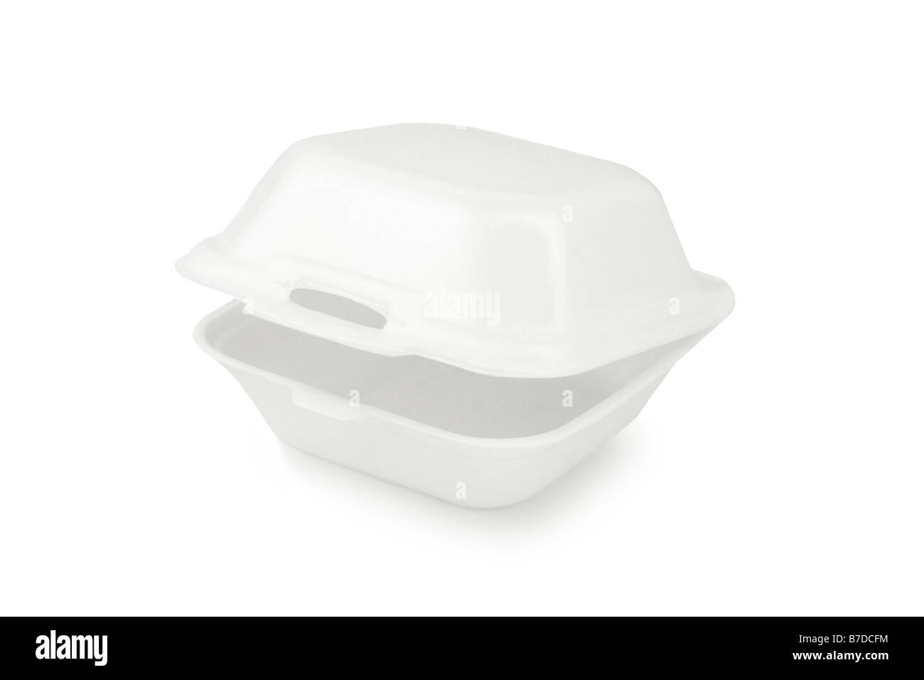 Styrofoam scatola di pranzo isolati su sfondo bianco Foto Stock