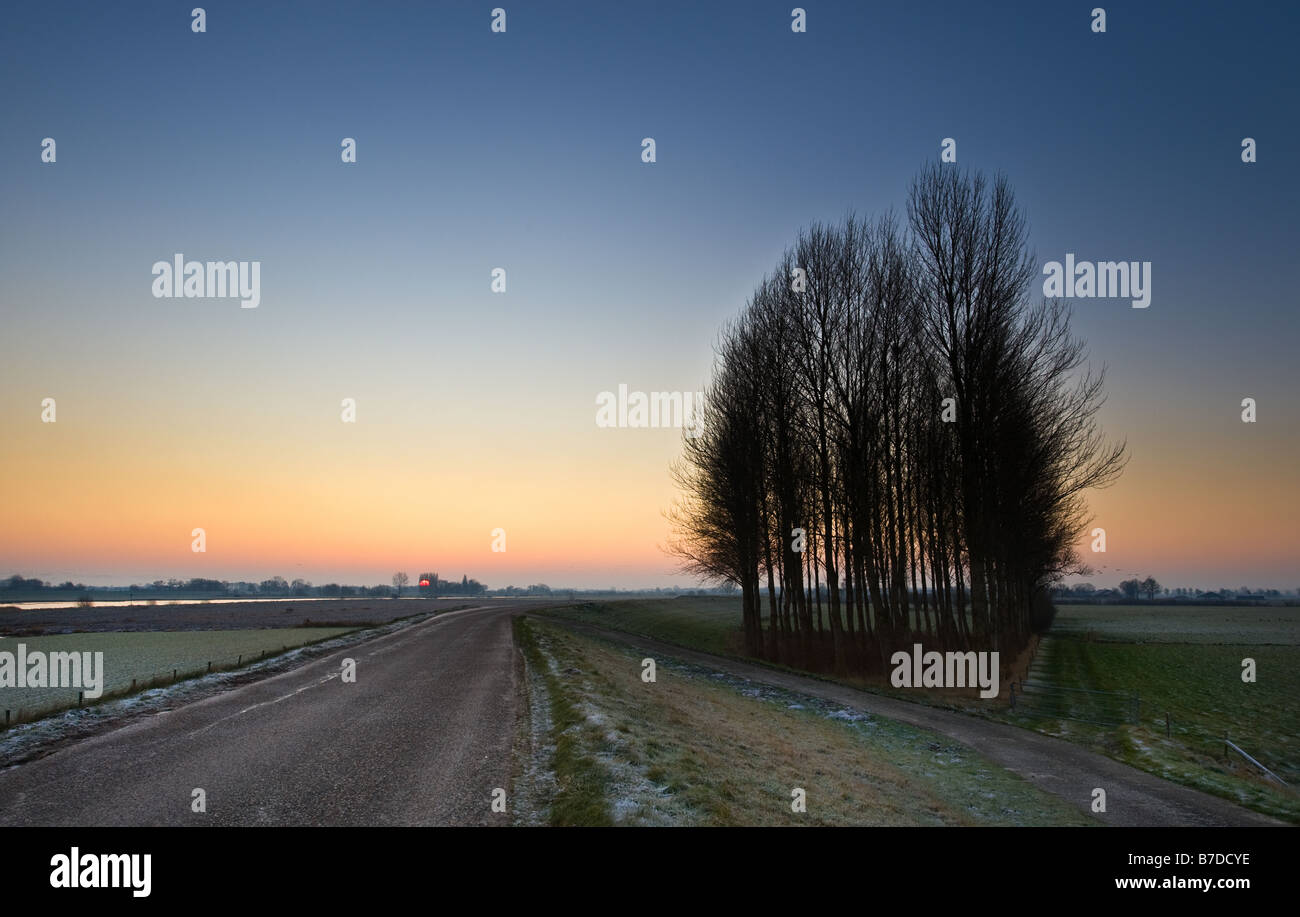 Sunrise in un paesaggio olandese IJssel Deventer Paesi Bassi Foto Stock