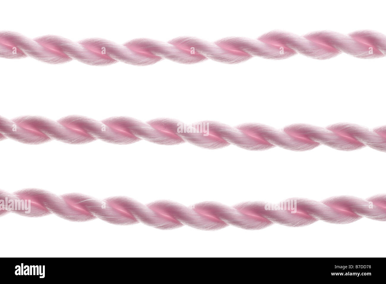 Intrecciato cavo rosa isolato su sfondo bianco Foto Stock