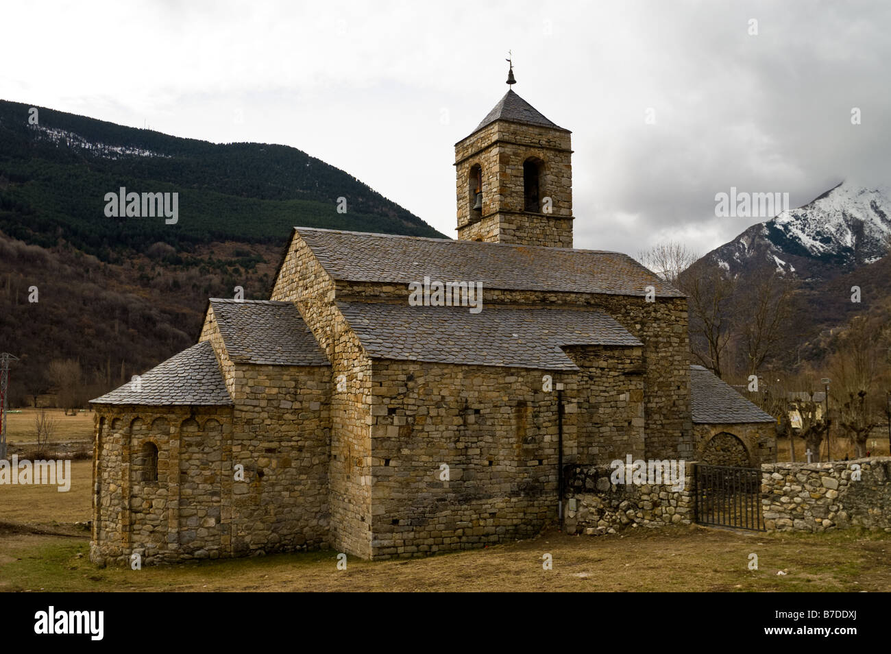 Chiesa romanica di Santa Feliú de Barruera, Vall de Boí, Spagna Foto Stock