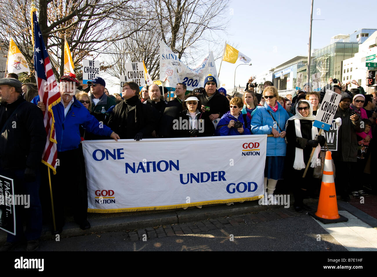 Movimento per la vita sostenitori holding segni - Washington DC, Stati Uniti d'America Foto Stock