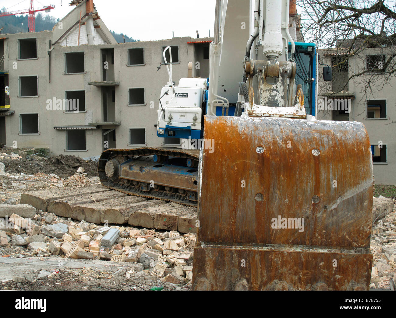 La demolizione di vecchi caseggiati città di Zurigo del cantone di Zurigo Svizzera Foto Stock