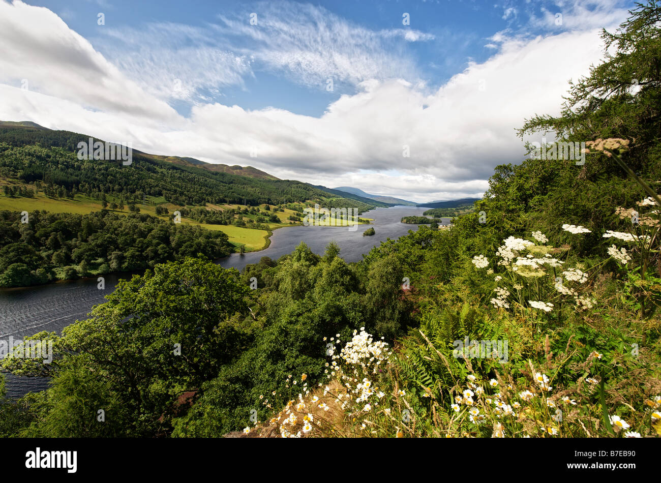 Queens vista Loch Tummel dal punto di vista del visitatore vicino Pitlochry in Tayside in Scozia Foto Stock