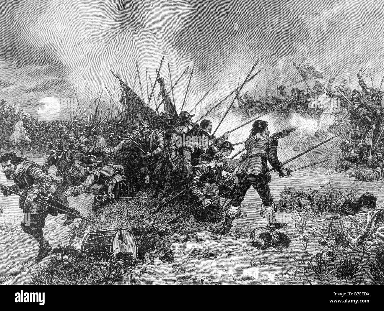 La battaglia di Marston Moor Guerra Civile Inglese 2 Luglio 1644 Foto Stock