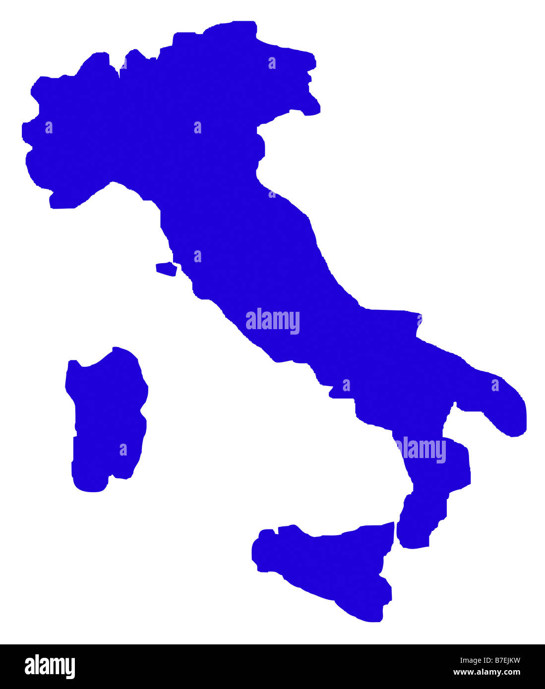 Mappa di contorno di Italia isolato su sfondo bianco Foto Stock