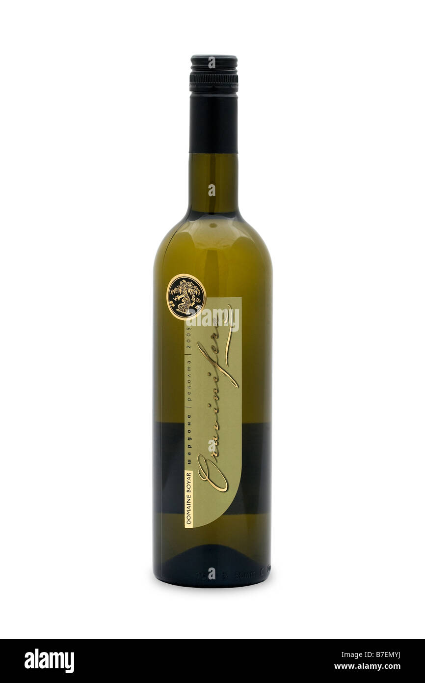 La Bulgaria domaine boyar 2005 oravinifera chardonnay vino bianco secco golden colori ricche sfumature di verde maturo frutta estiva peach apri Foto Stock