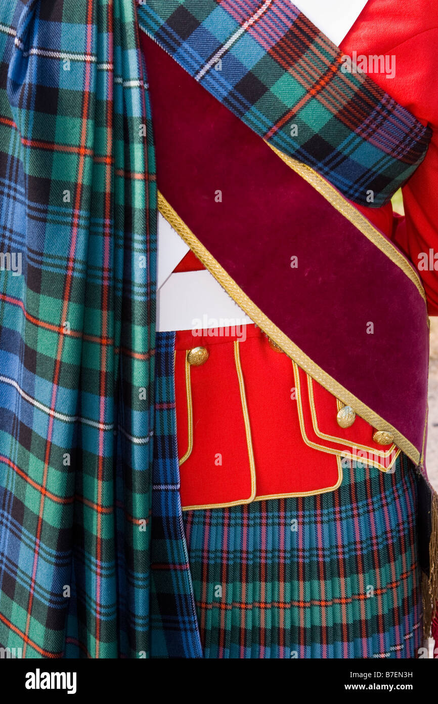 Abito uniforme, Scottish grande tamburo, Giochi delle Highland, Scotland, Regno Unito Foto Stock