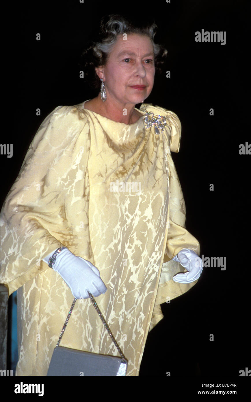 Un sorridente HRH Queen Elizabeth II per una visita reale alle Barbados 8-11Marzo 1989 Foto Stock