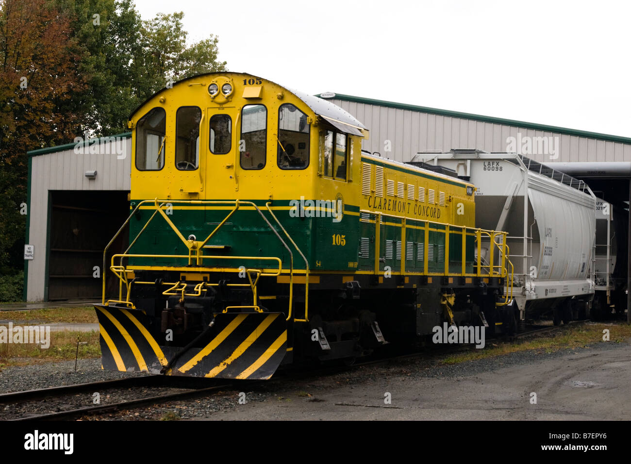 Claremont e Concord locomotiva Switcher e nolo auto in West Lebanon NH New Hampshire Stati Uniti d'America Foto Stock