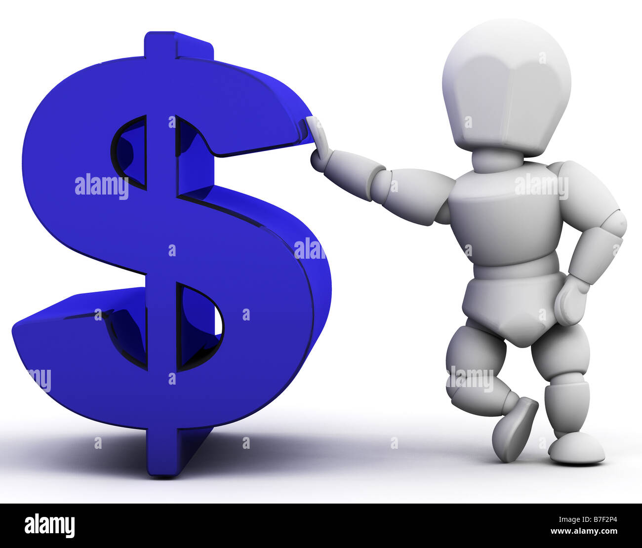 3D render di qualcuno con il simbolo del dollaro Foto Stock