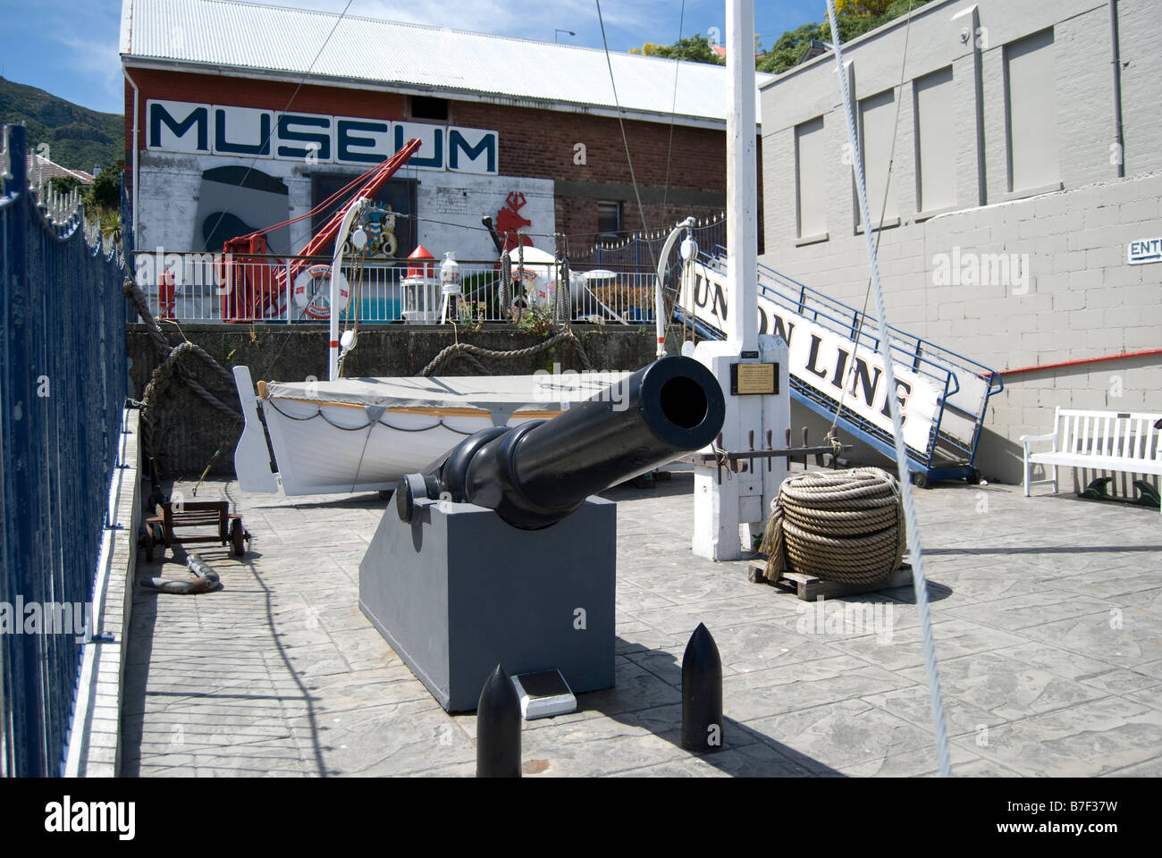 Visualizza marittima, Lyttelton Museo Storico, Gladstone Quay, Lyttelton, Penisola di Banks, Canterbury, Nuova Zelanda Foto Stock