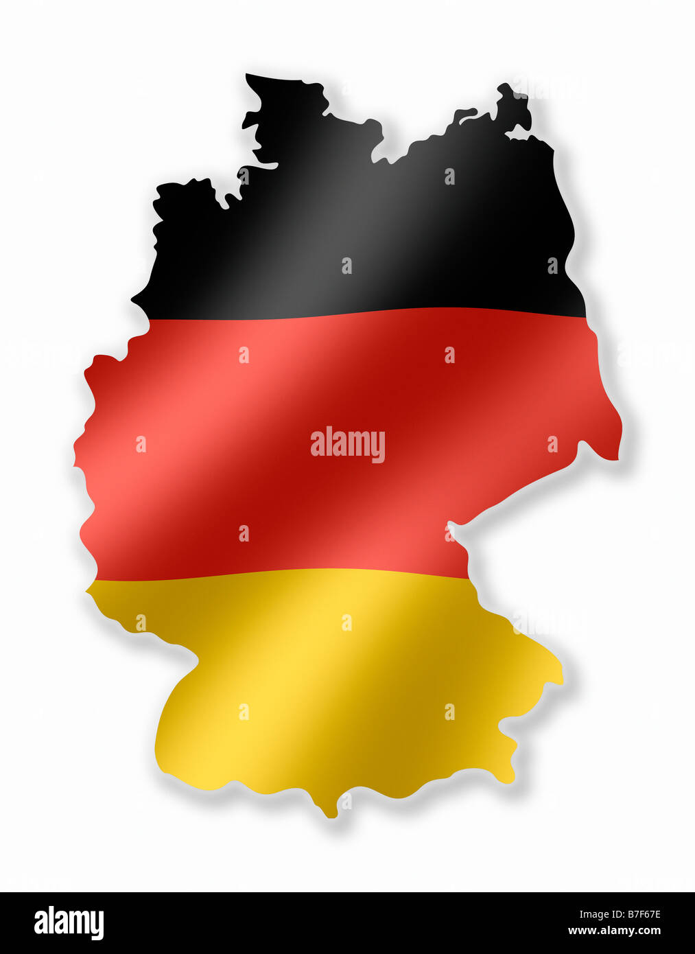 In Germania il tedesco Deutschland Mappa del paese con contorno bandiera nazionale all'interno Foto Stock