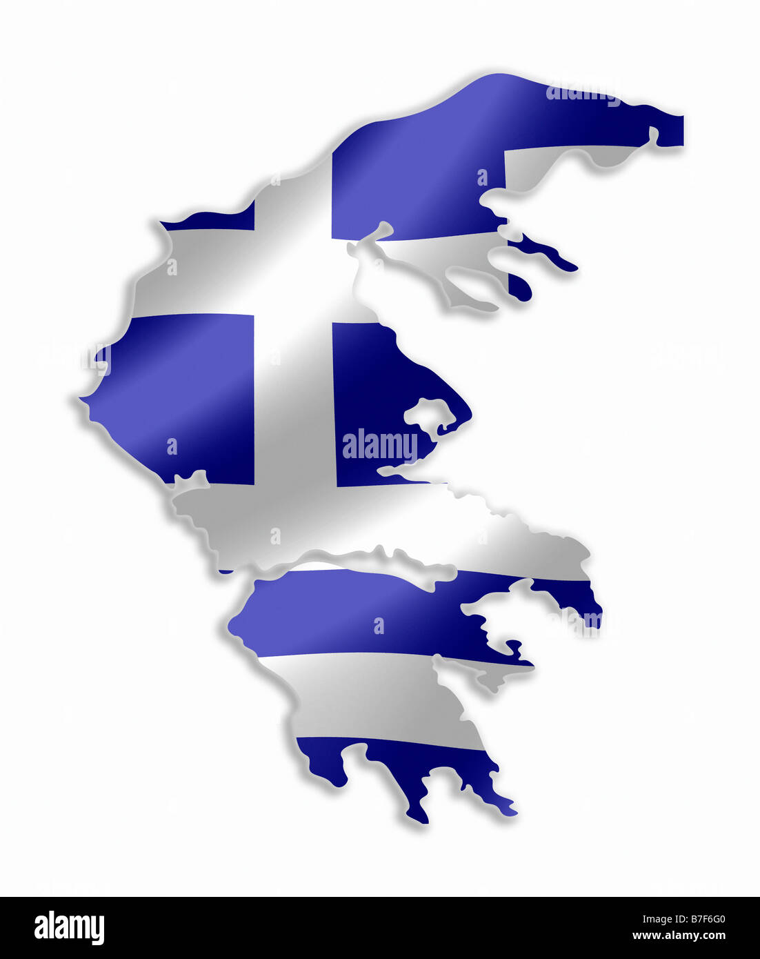 Grecia greco Mappa del paese con contorno bandiera nazionale all'interno Foto Stock