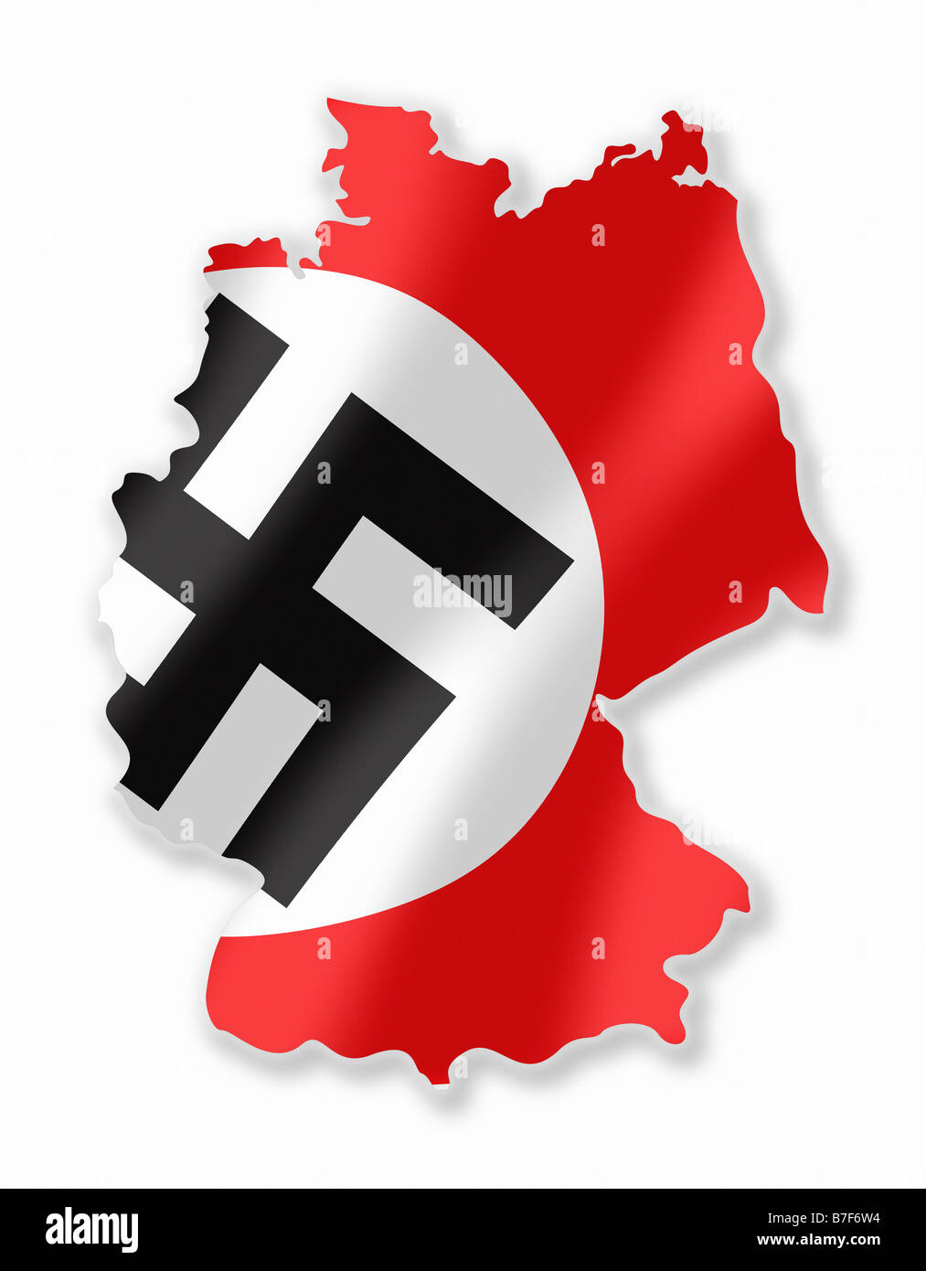 Bandiera nazista Terzo Reich sventolare nel paese tedesco forma/mappa Foto Stock