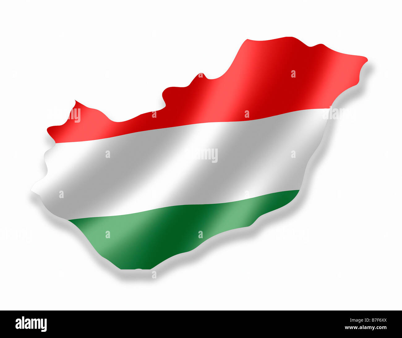Ungheria Paese Ungherese Mappa delineare con bandiera nazionale all'interno Foto Stock