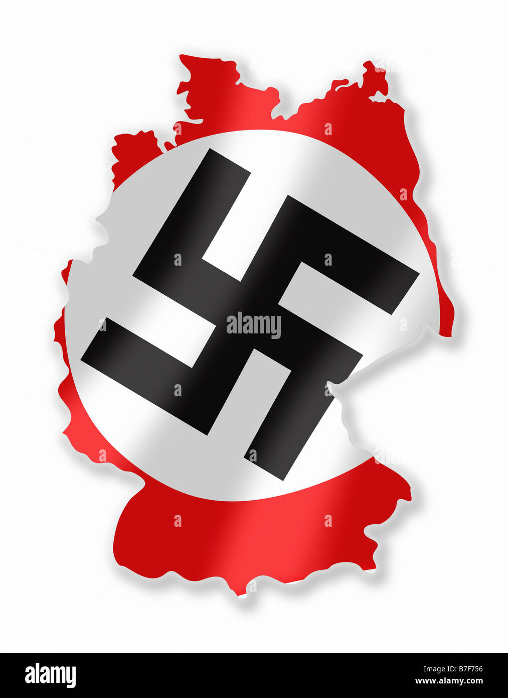 Bandiera nazista Terzo Reich sventolare nel paese tedesco forma/mappa Foto Stock