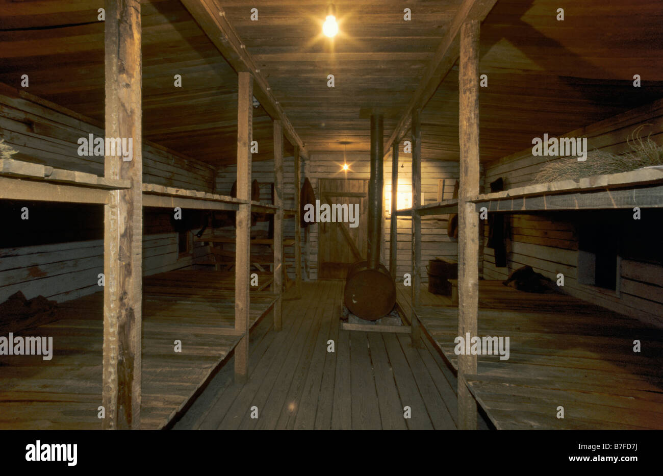 Manodopera sovietica camp barrack display all occupazione Museum di Riga, Lettonia Foto Stock