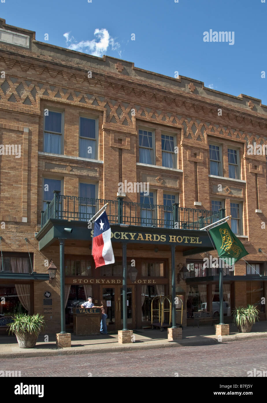 Texas Fort Worth Stockyards National Historic District Exchange Avenue historic Stockyards Hotel Foto Stock