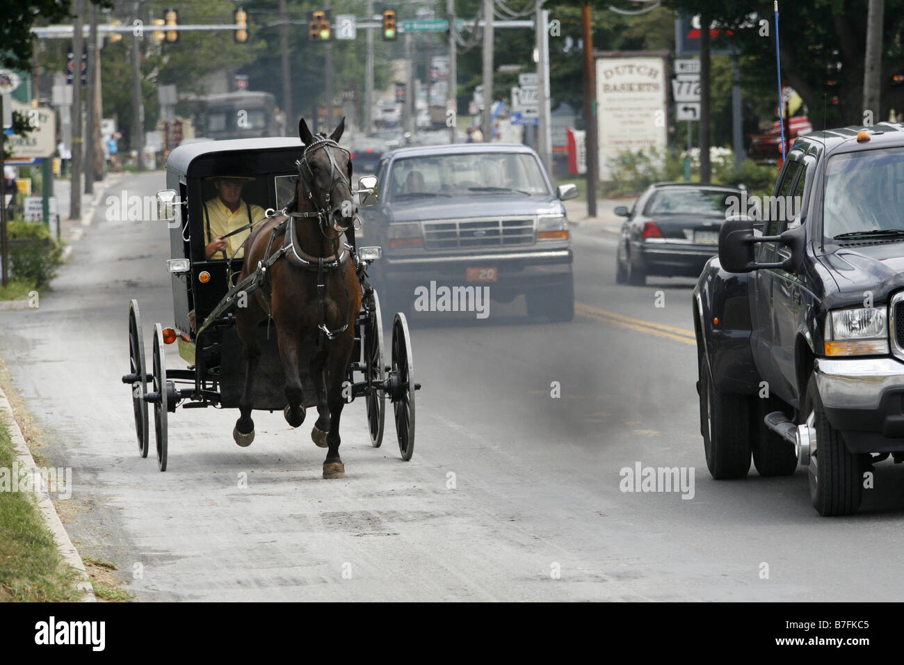 Amish Buggy, Lancaster County, Pennsylvania, STATI UNITI D'AMERICA Foto Stock