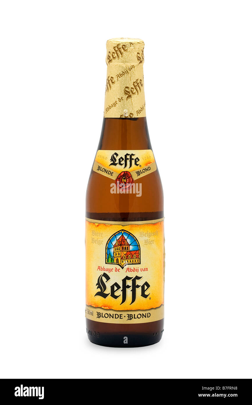 Leffe bionda bionda birra belga di colore ambra dizzy aggiorna meno di alcol Foto Stock